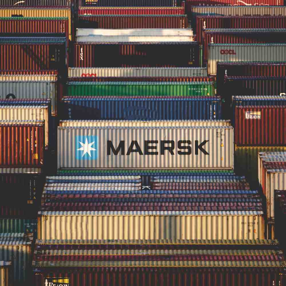 Shipping containers at UK port ready for customs clearance and distribution